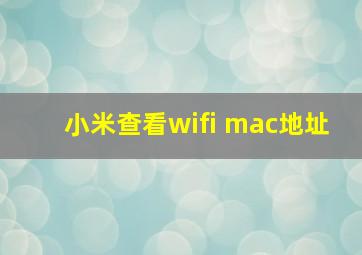 小米查看wifi mac地址